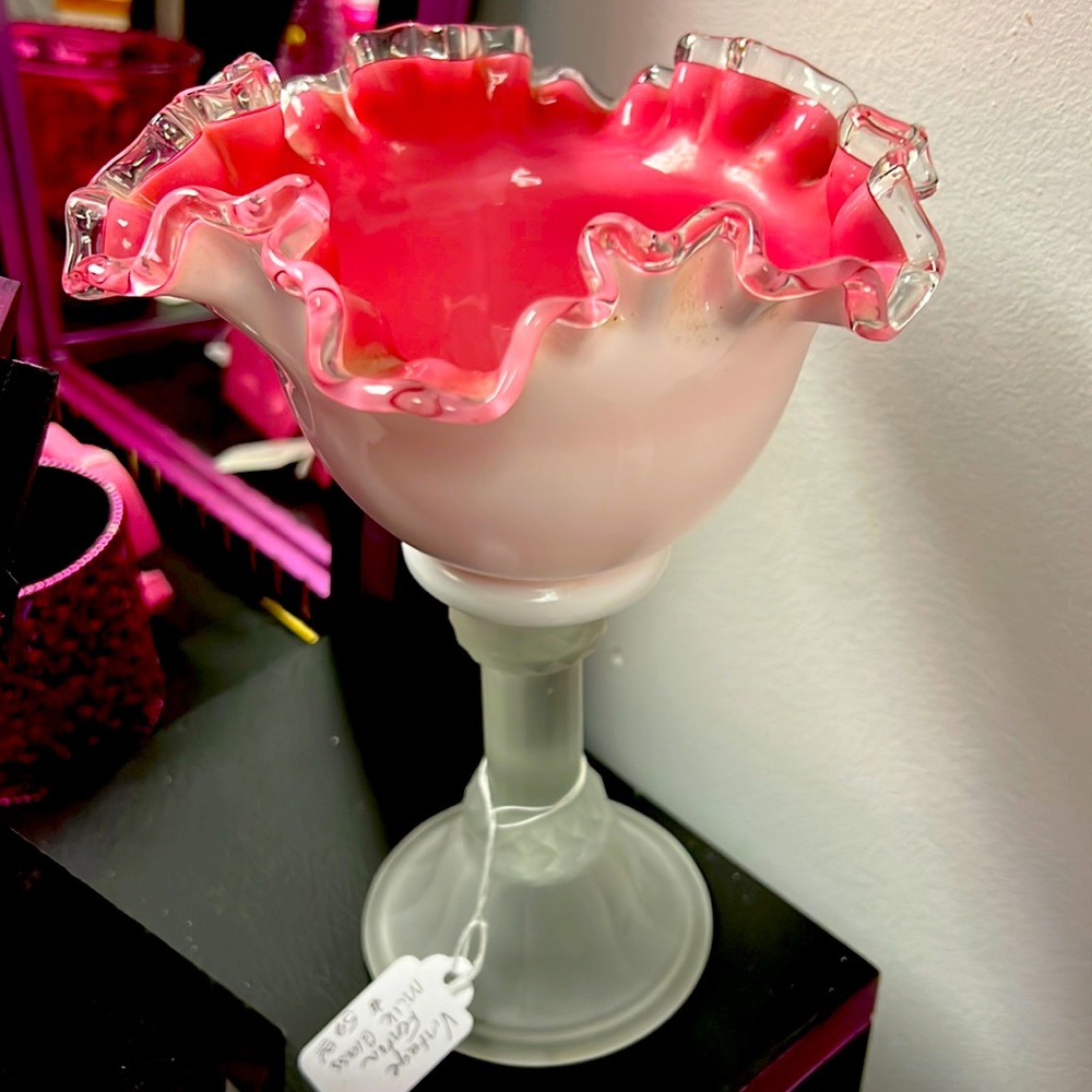 Vintage Pink Milk Glass!